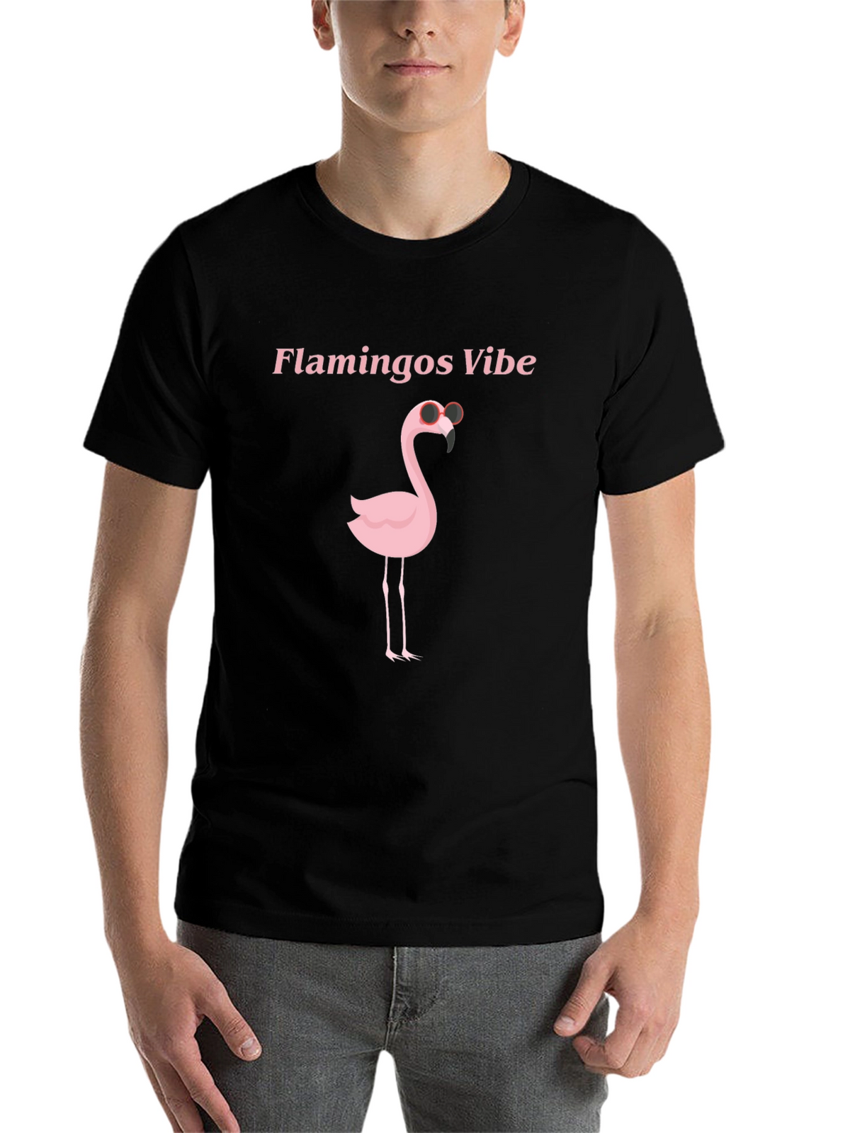 Flamingo Vibes Black Graphic T-Shirt