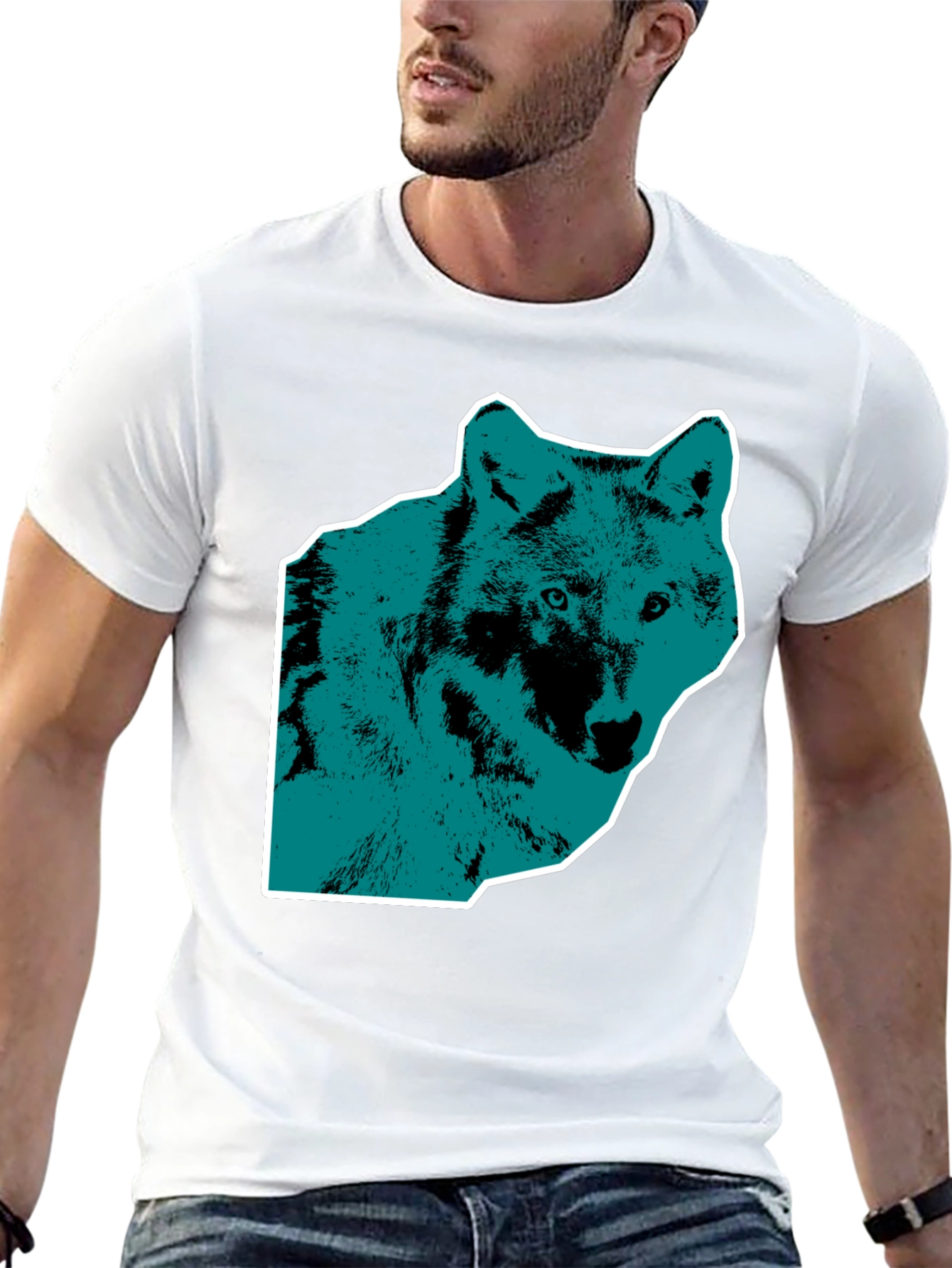 Wolf Graphic Print Mens Black T-Shirt