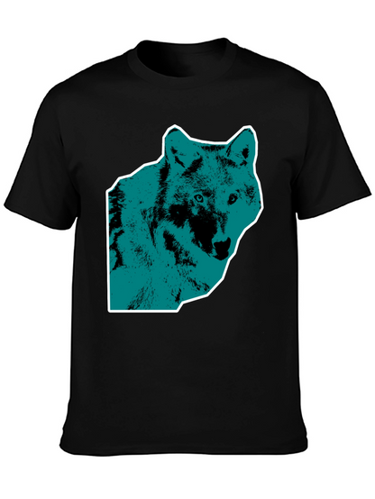 Wolf Graphic Print Mens Black T-Shirt