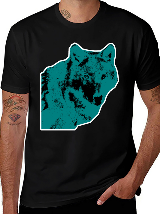 Wolf Graphic Print Mens Black T-Shirt