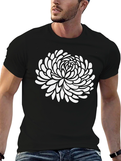 Floral Graphic Tee - Black Cotton T-Shirt