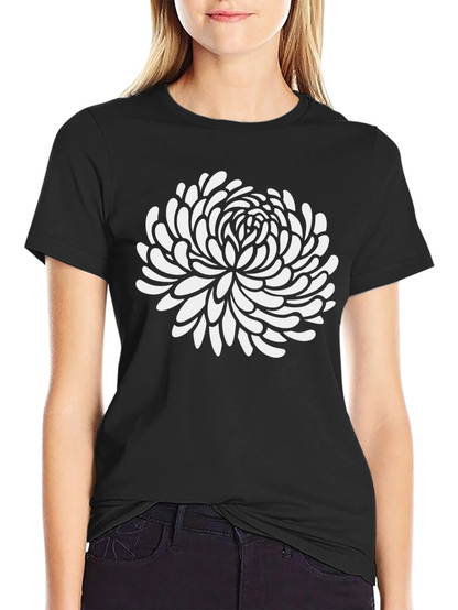 Floral Graphic Tee - Black Cotton T-Shirt