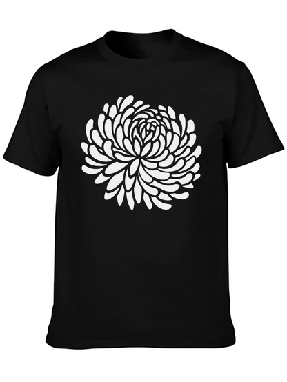 Floral Graphic Tee - Black Cotton T-Shirt