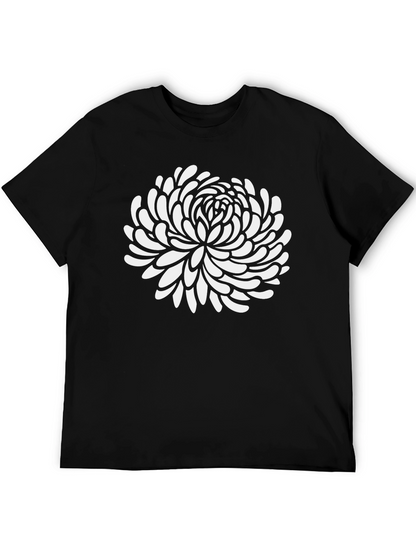 Floral Graphic Tee - Black Cotton T-Shirt