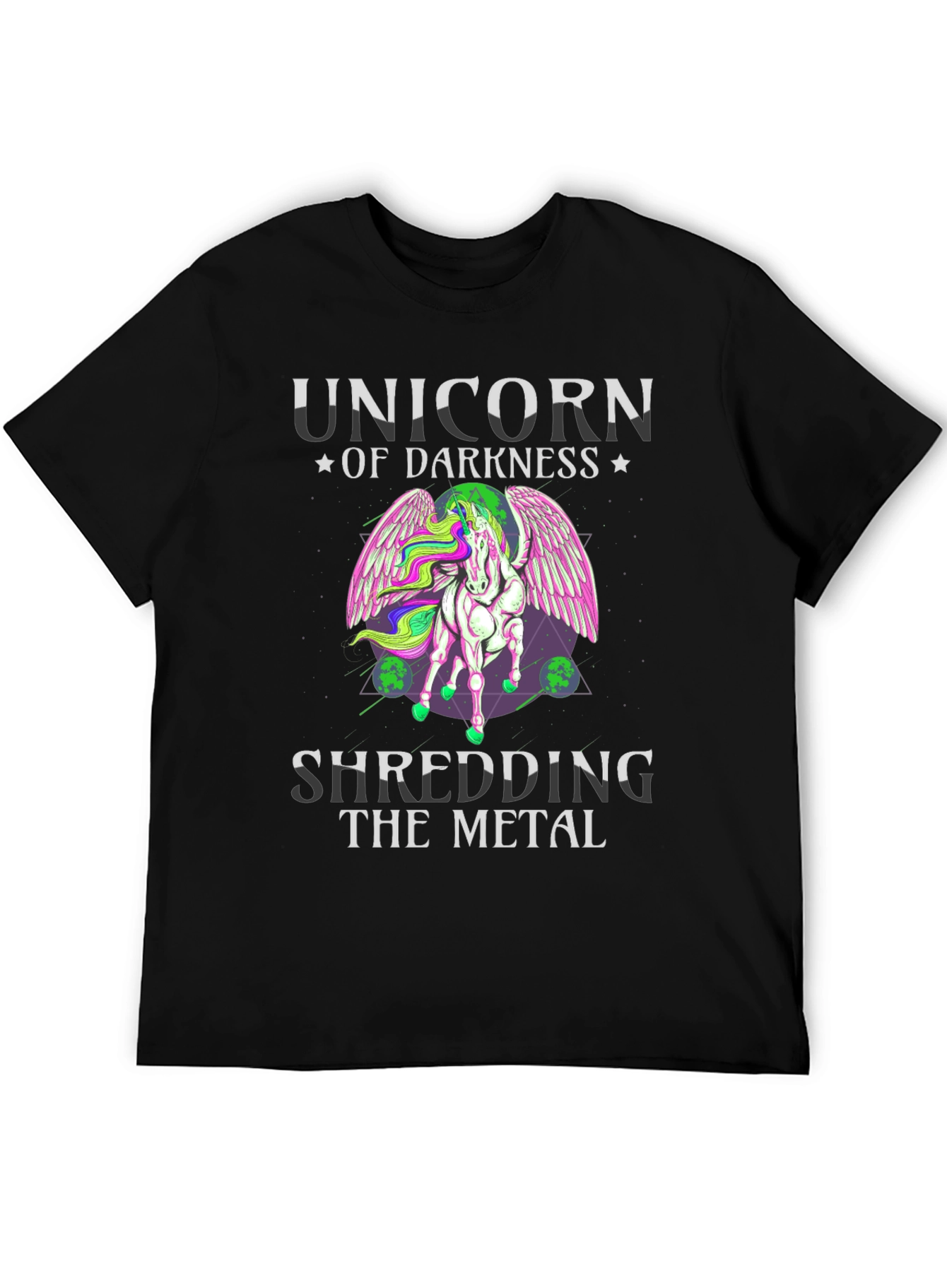 Unicorn of Darkness Shredding Metal T-Shirt