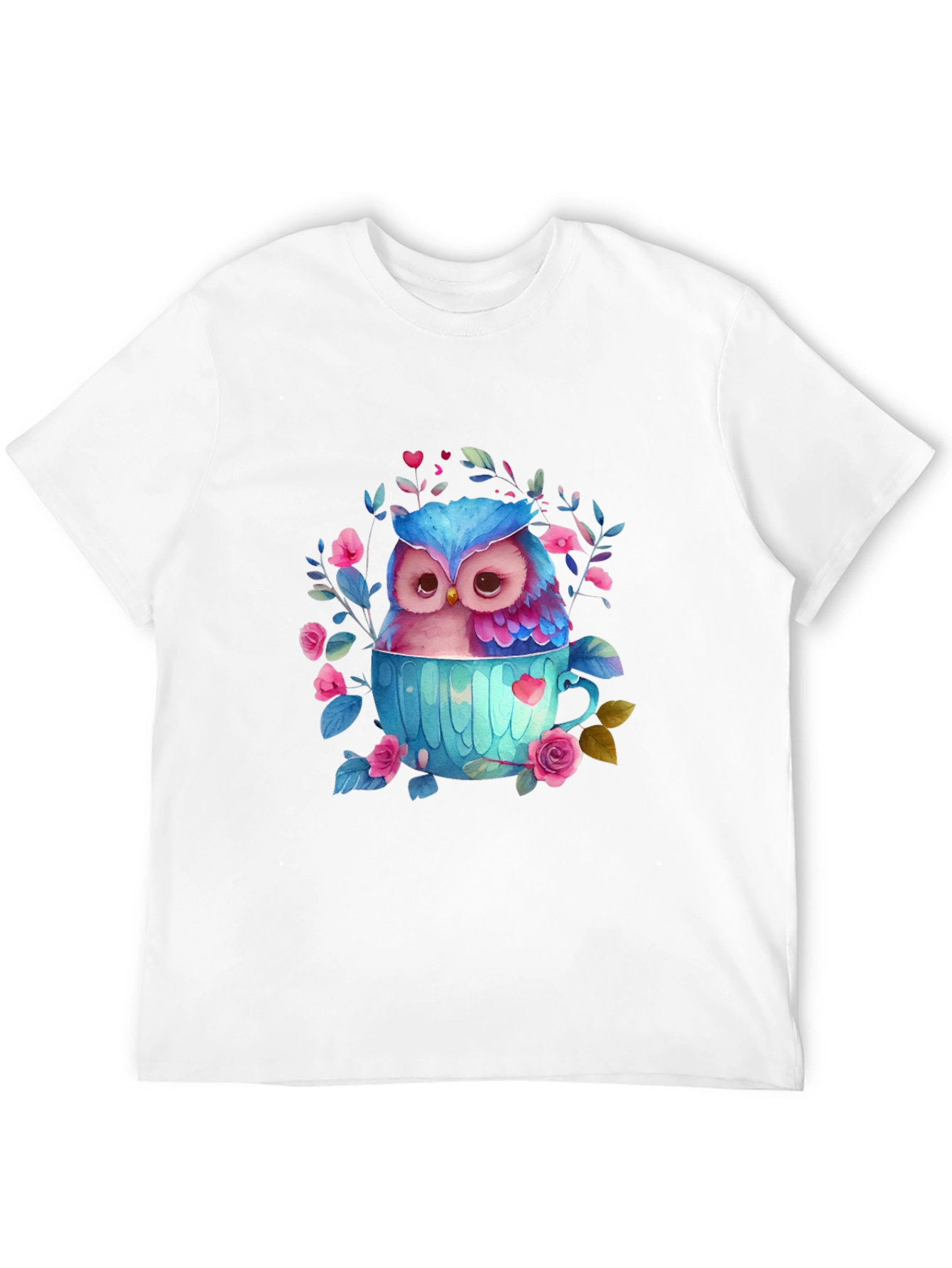 Owl in Teacup Graphic Tee - Cute Bird T-Shirt
