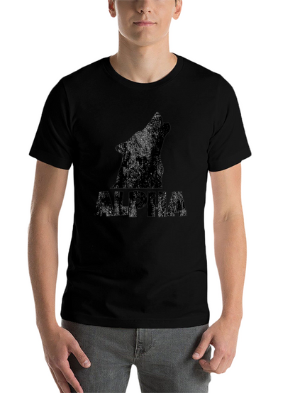 Alpha Wolf Graphic Print Black T-Shirt