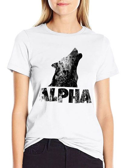 Alpha Wolf Graphic Print Black T-Shirt
