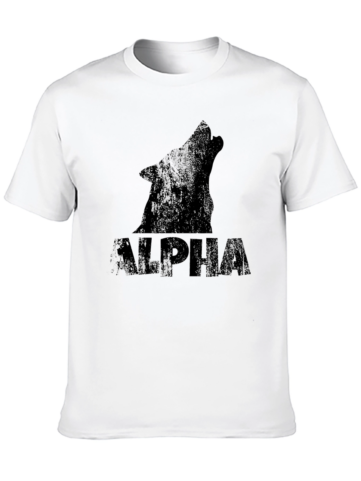 Alpha Wolf Graphic Print Black T-Shirt