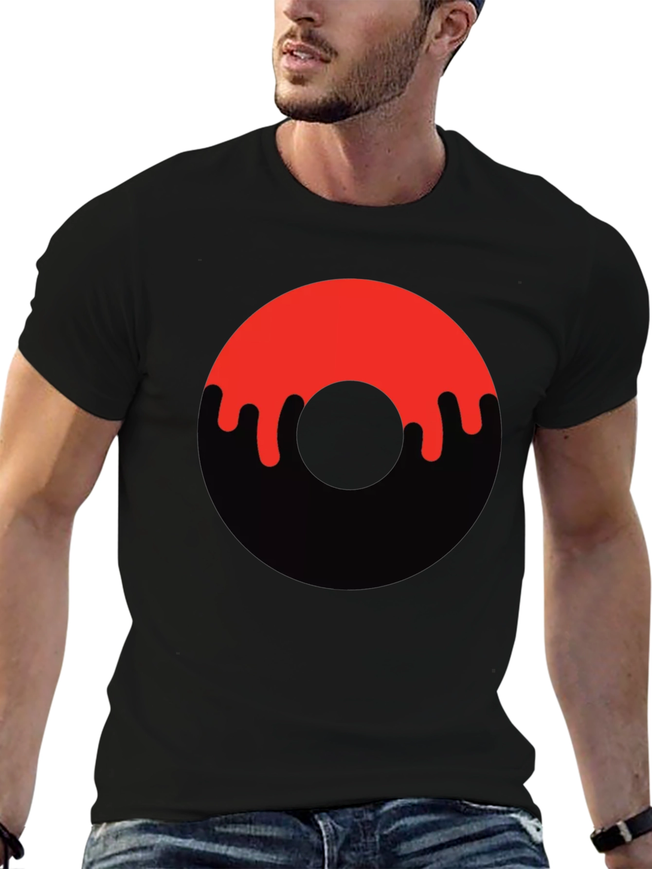 Dripping Donut Graphic Tee - Black