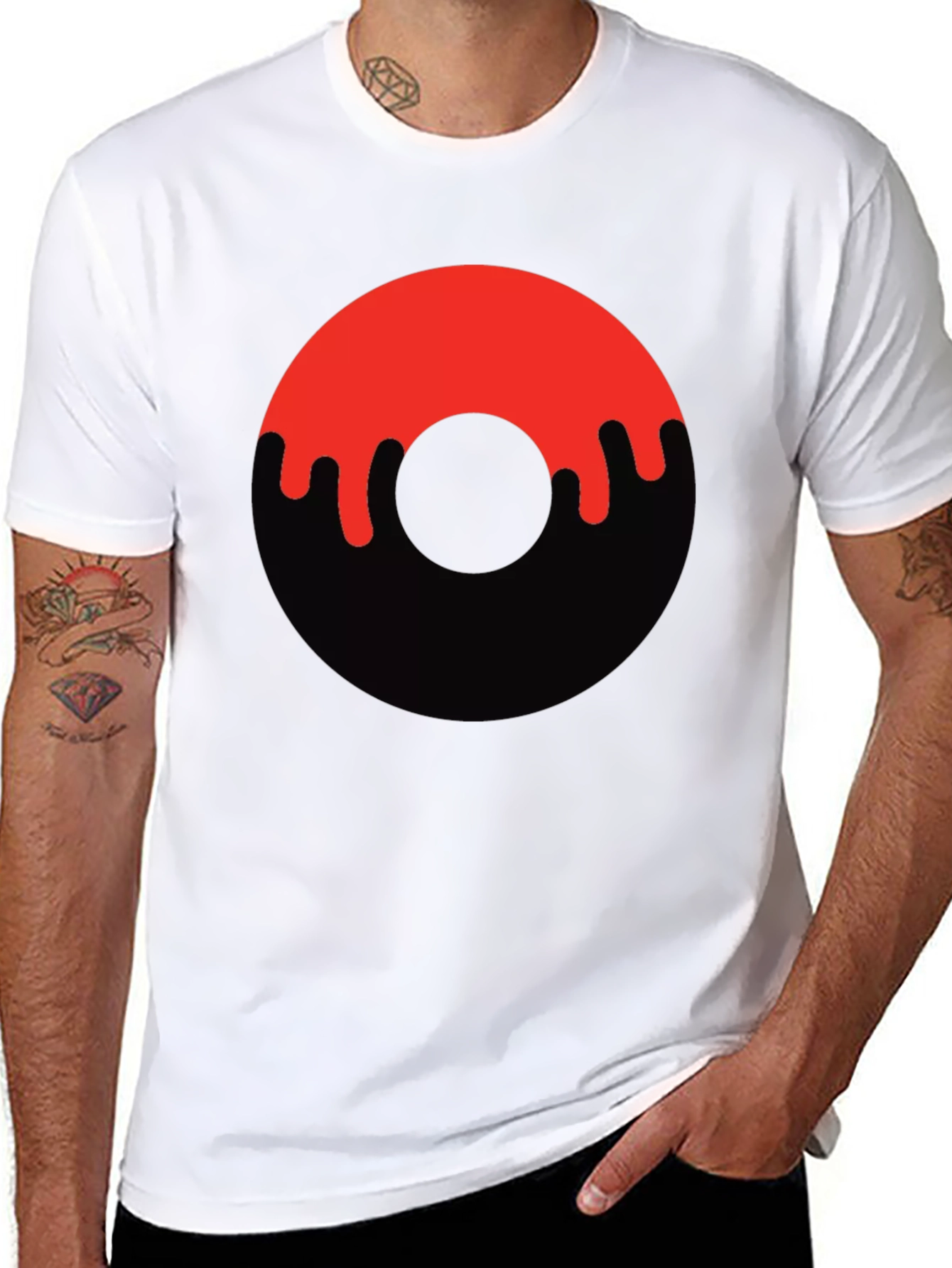 Dripping Donut Graphic Tee - Black