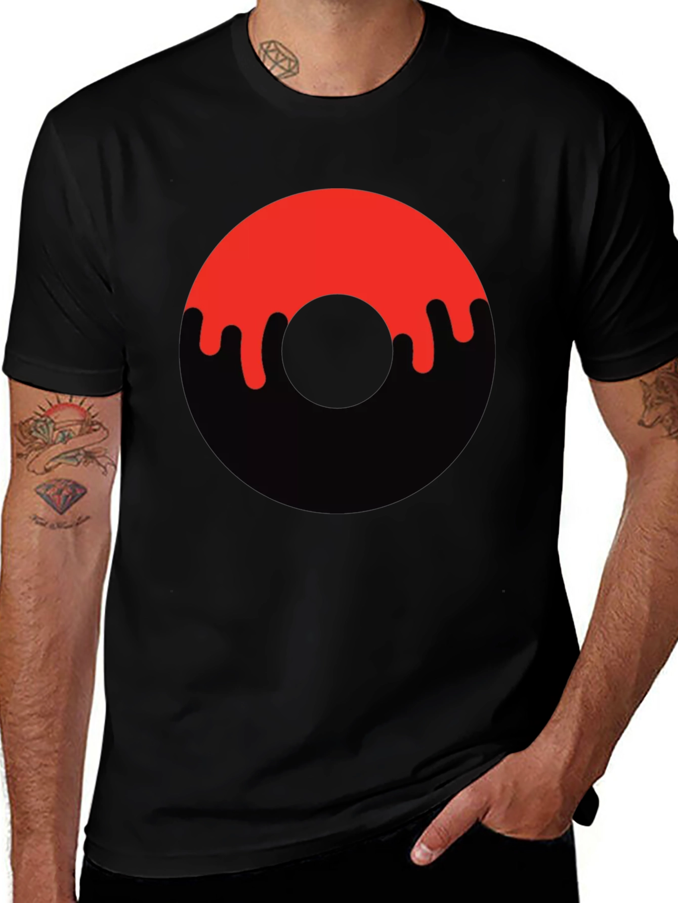Dripping Donut Graphic Tee - Black