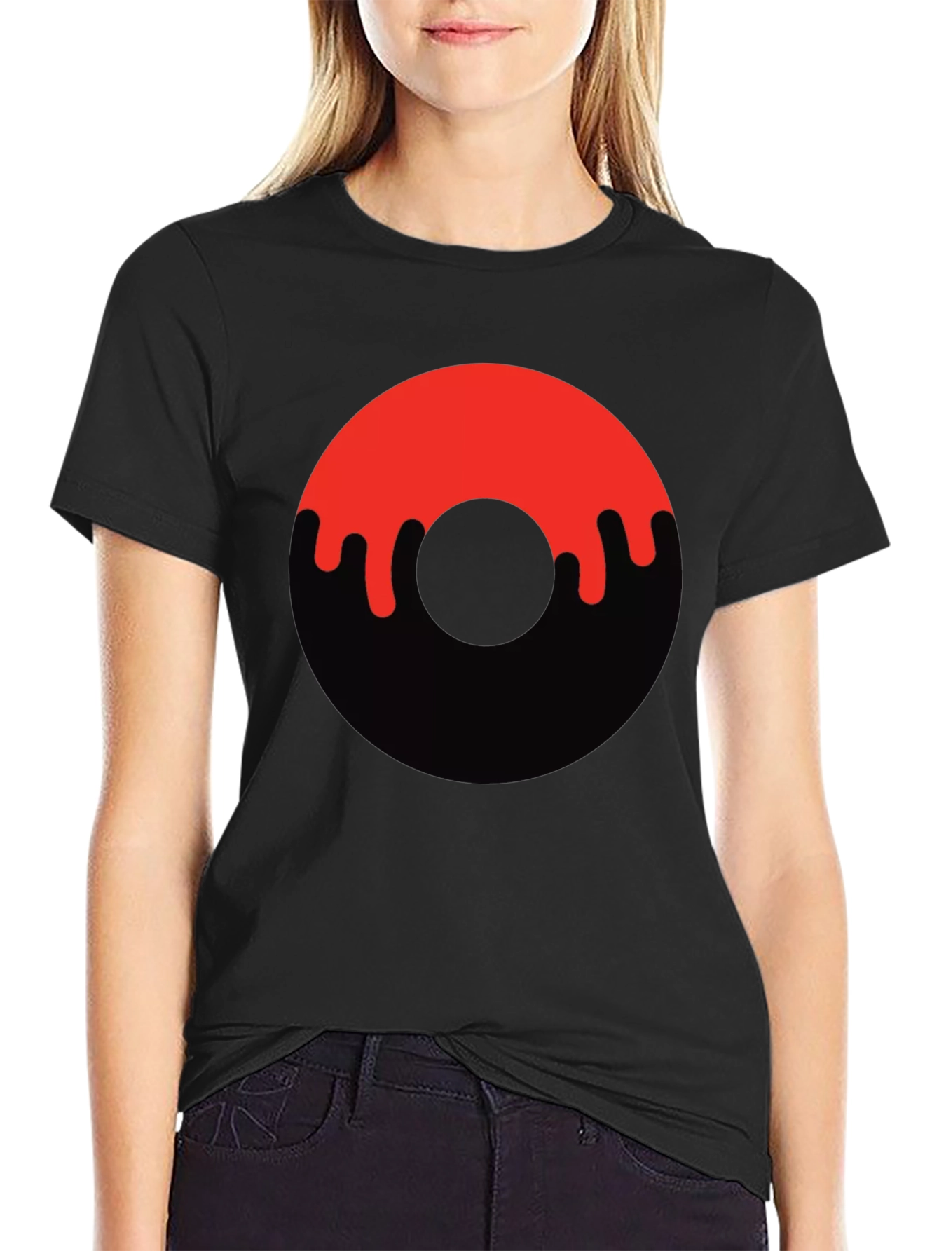 Dripping Donut Graphic Tee - Black