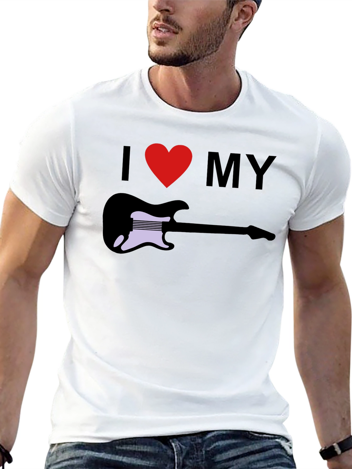 I Love My Guitar Graphic Tee - Black T-Shirt