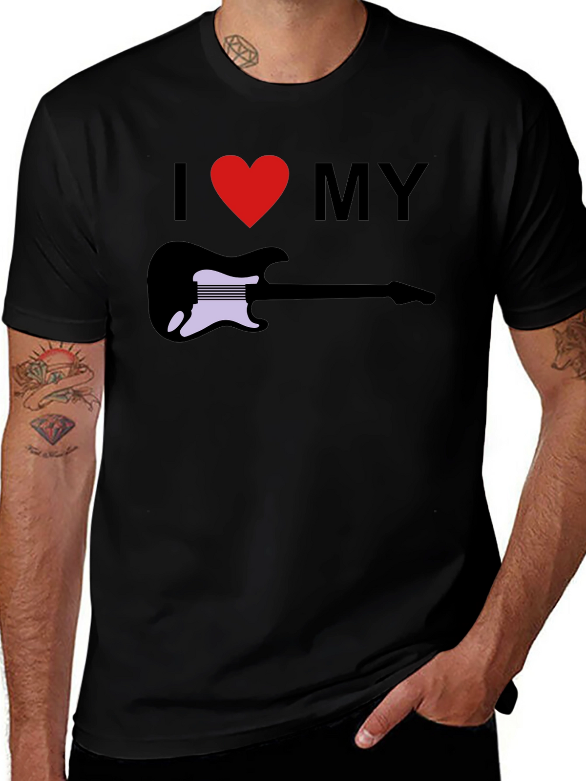 I Love My Guitar Graphic Tee - Black T-Shirt