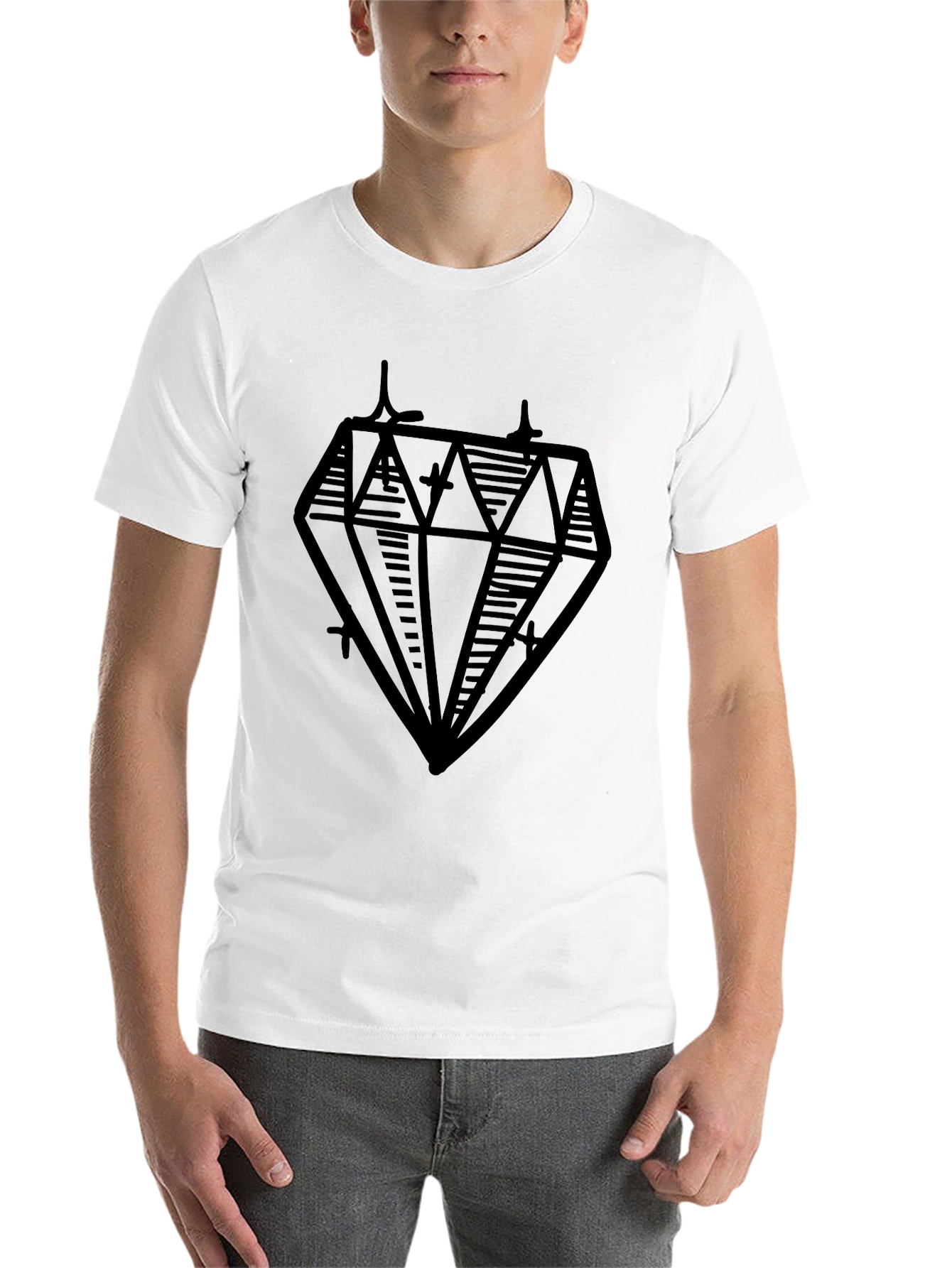 Diamond Graphic Print Black Tee