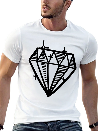 Diamond Graphic Print Black Tee