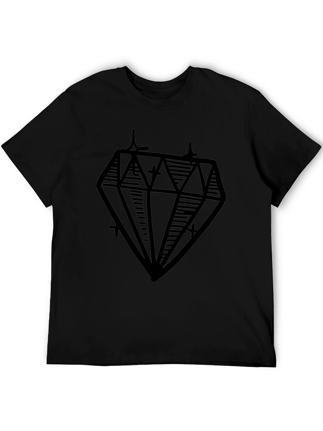 Diamond Graphic Print Black Tee
