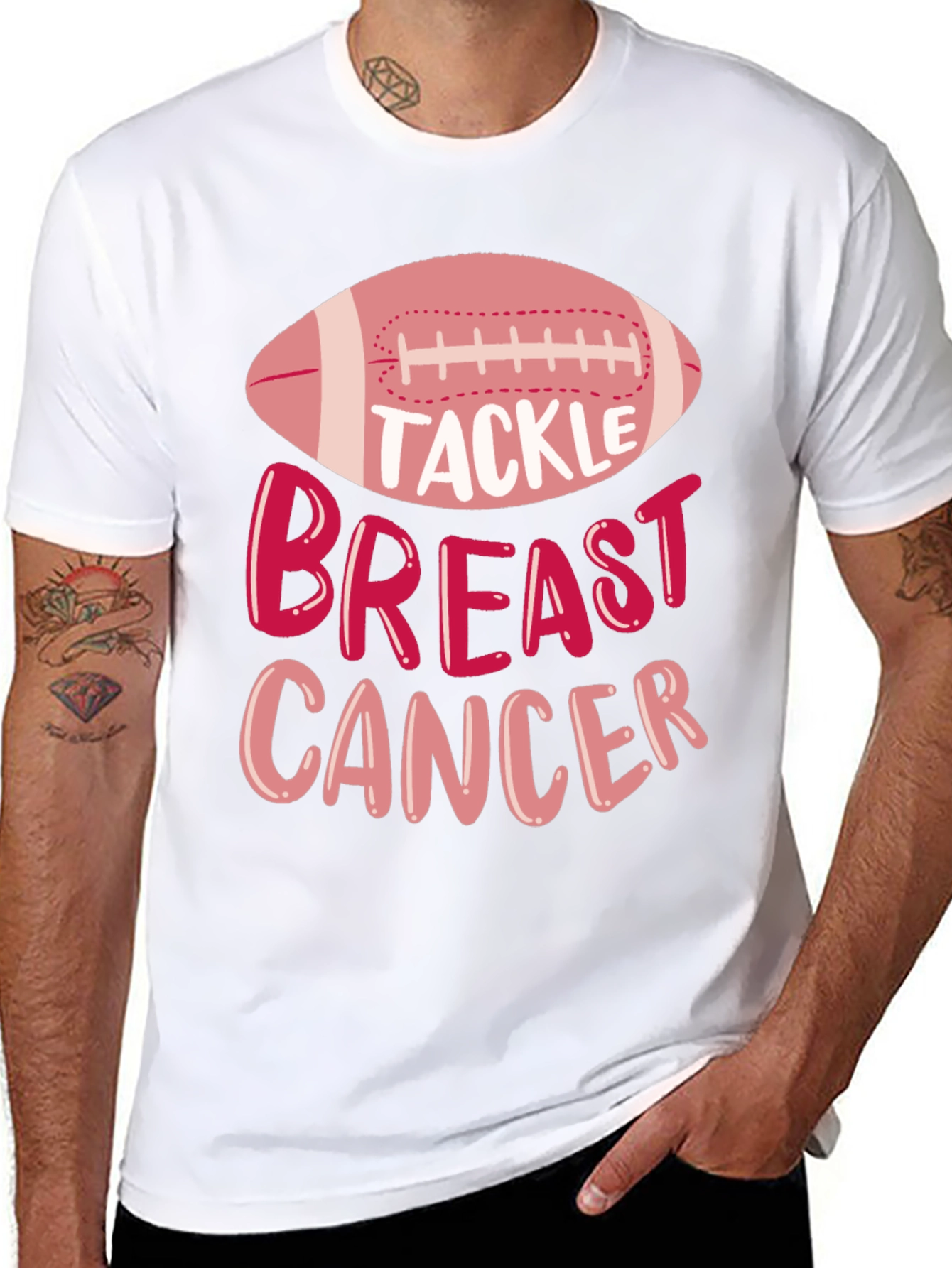 Tackle Breast Cancer Awareness Football T-Shirt