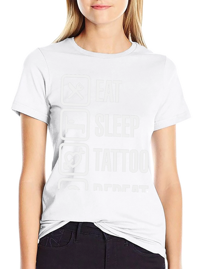 Eat Sleep Tattoo Repeat Black Graphic Tee
