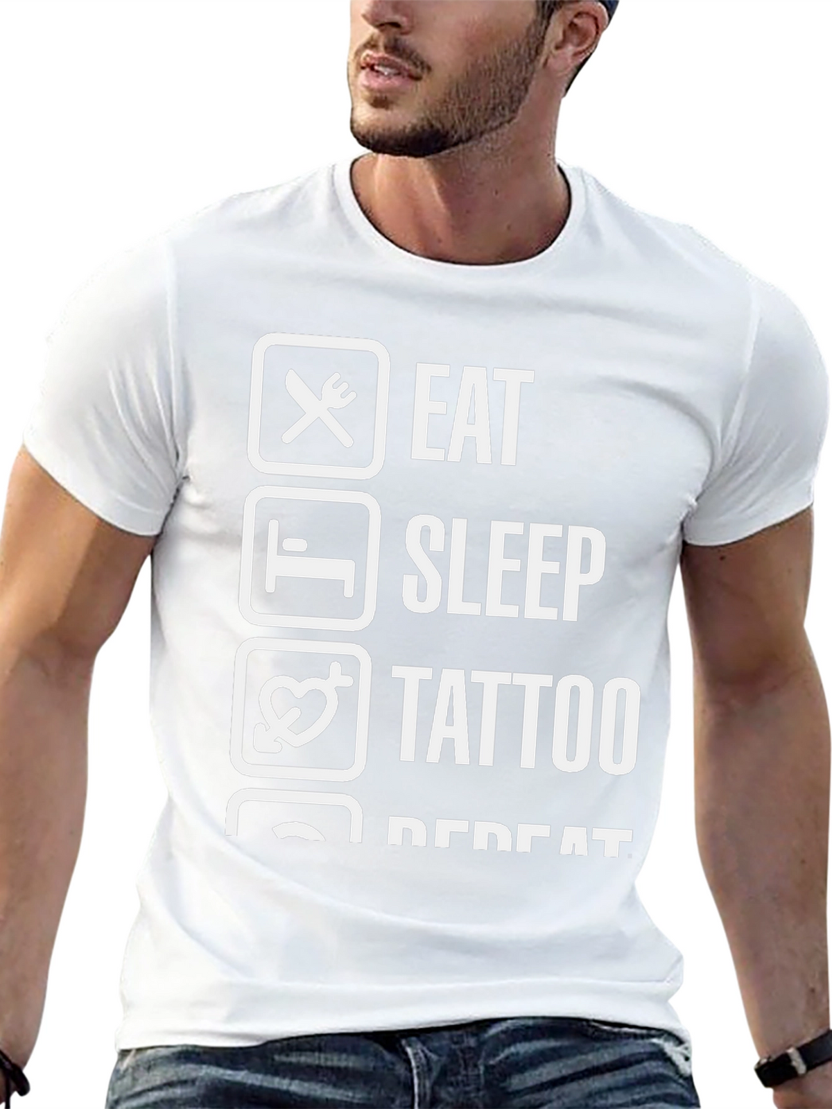 Eat Sleep Tattoo Repeat Black Graphic Tee