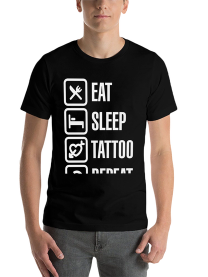 Eat Sleep Tattoo Repeat Black Graphic Tee