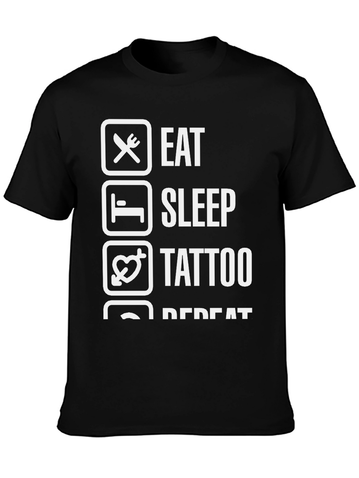 Eat Sleep Tattoo Repeat Black Graphic Tee