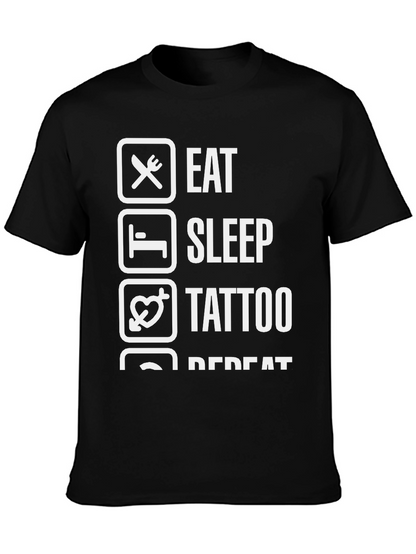 Eat Sleep Tattoo Repeat Black Graphic Tee