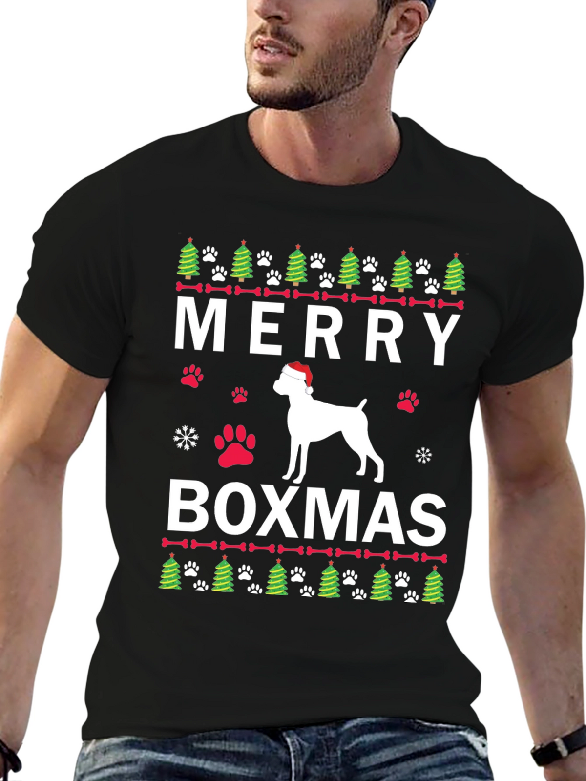 Merry Boxmas Dog Christmas T-Shirt