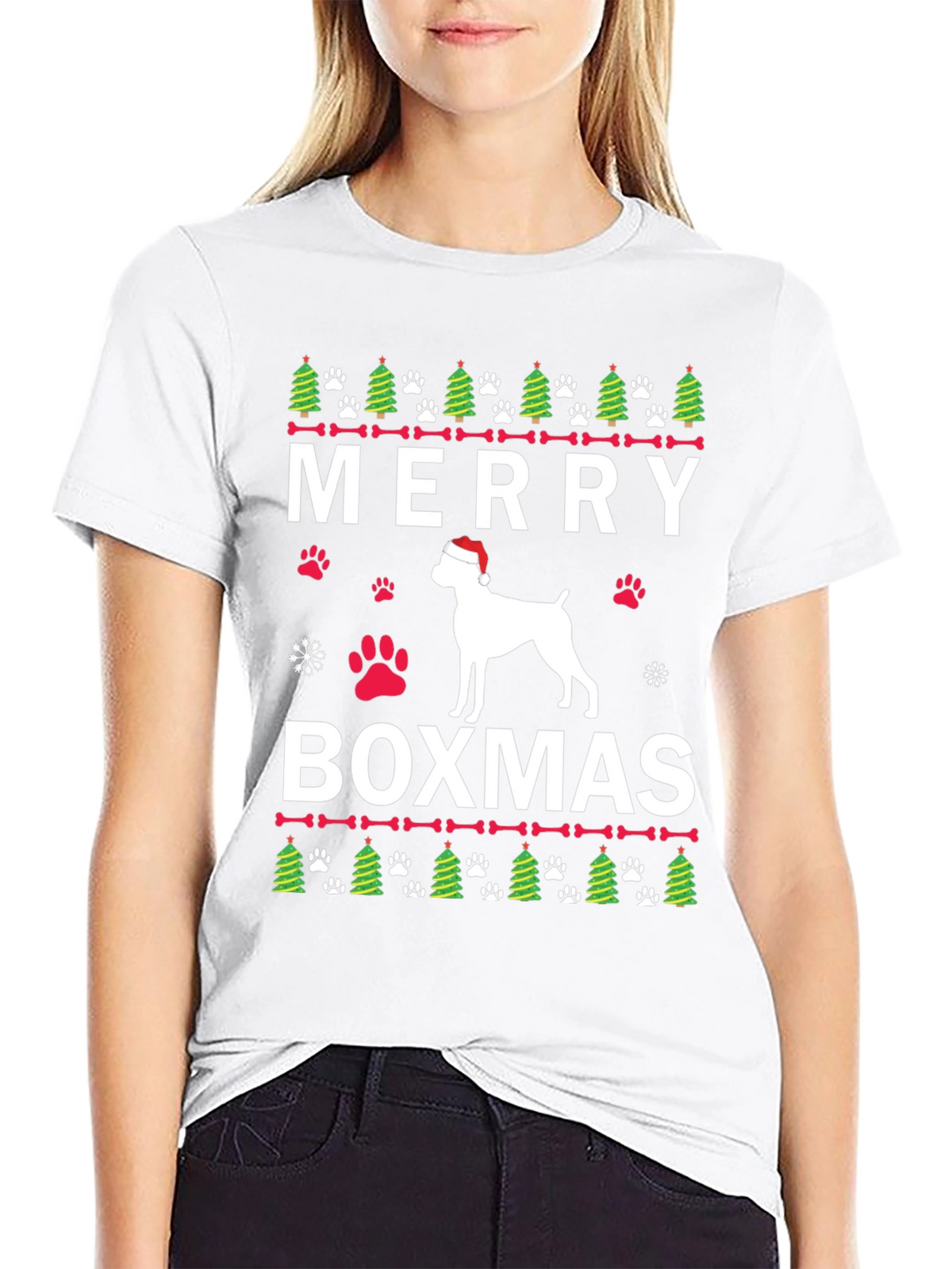 Merry Boxmas Dog Christmas T-Shirt