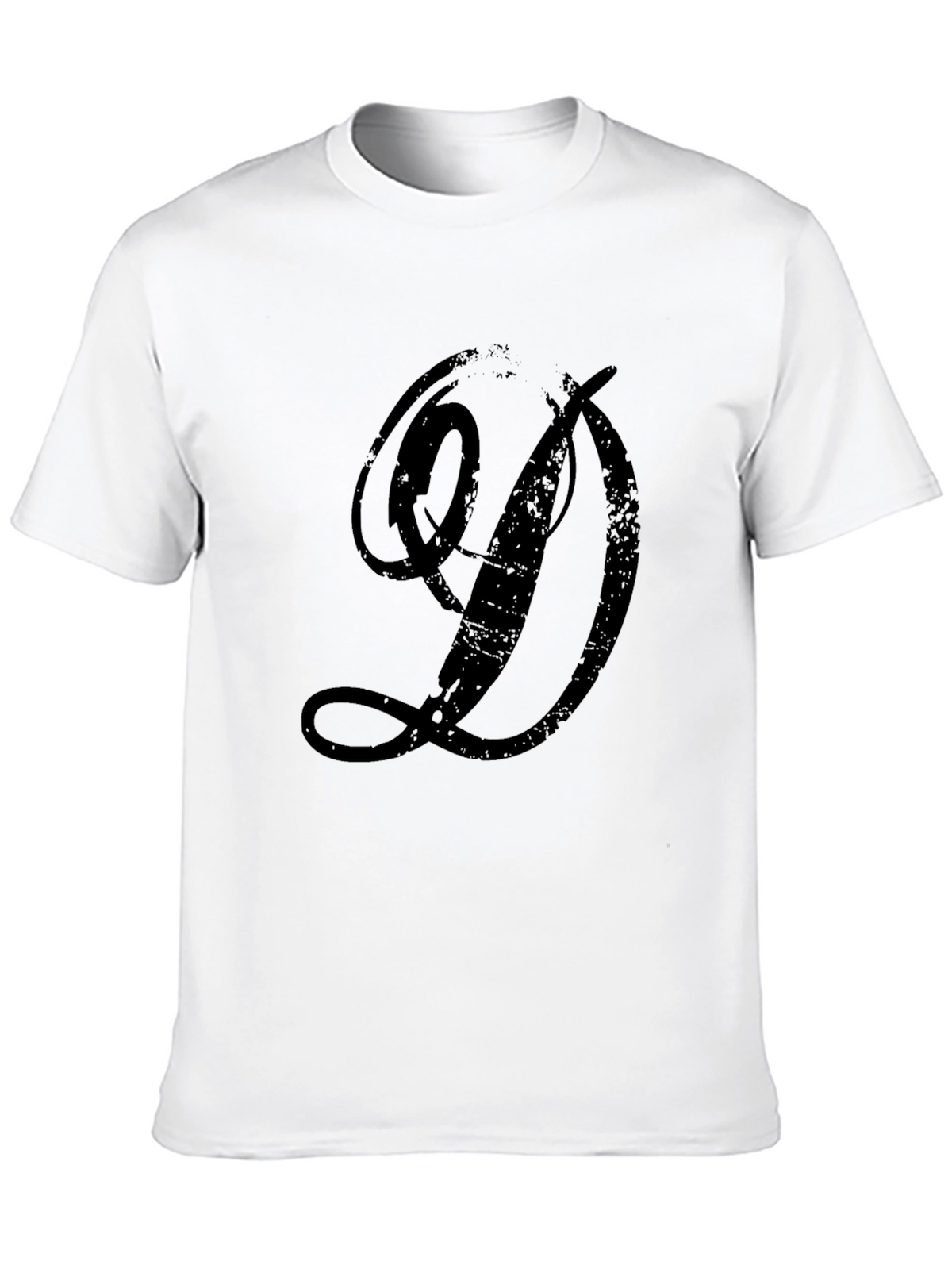 Distressed Letter D Graphic T-Shirt - Black