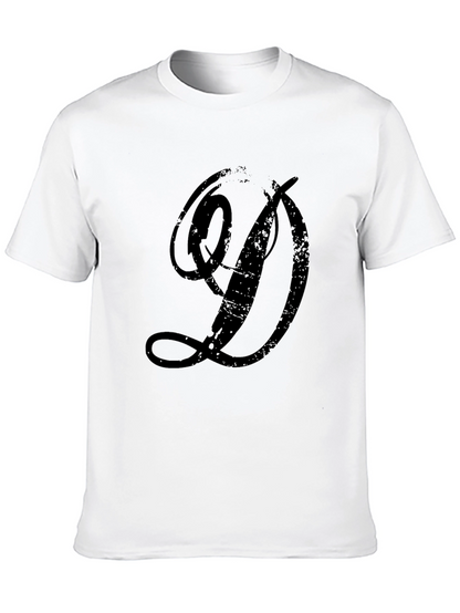 Distressed Letter D Graphic T-Shirt - Black