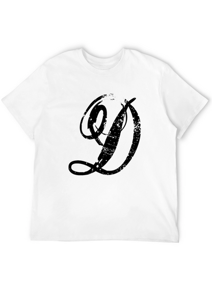 Distressed Letter D Graphic T-Shirt - Black