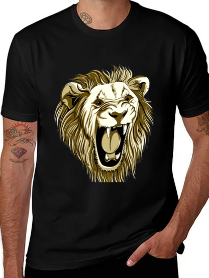 Roaring Lion Graphic Tee - Black Cotton T-Shirt