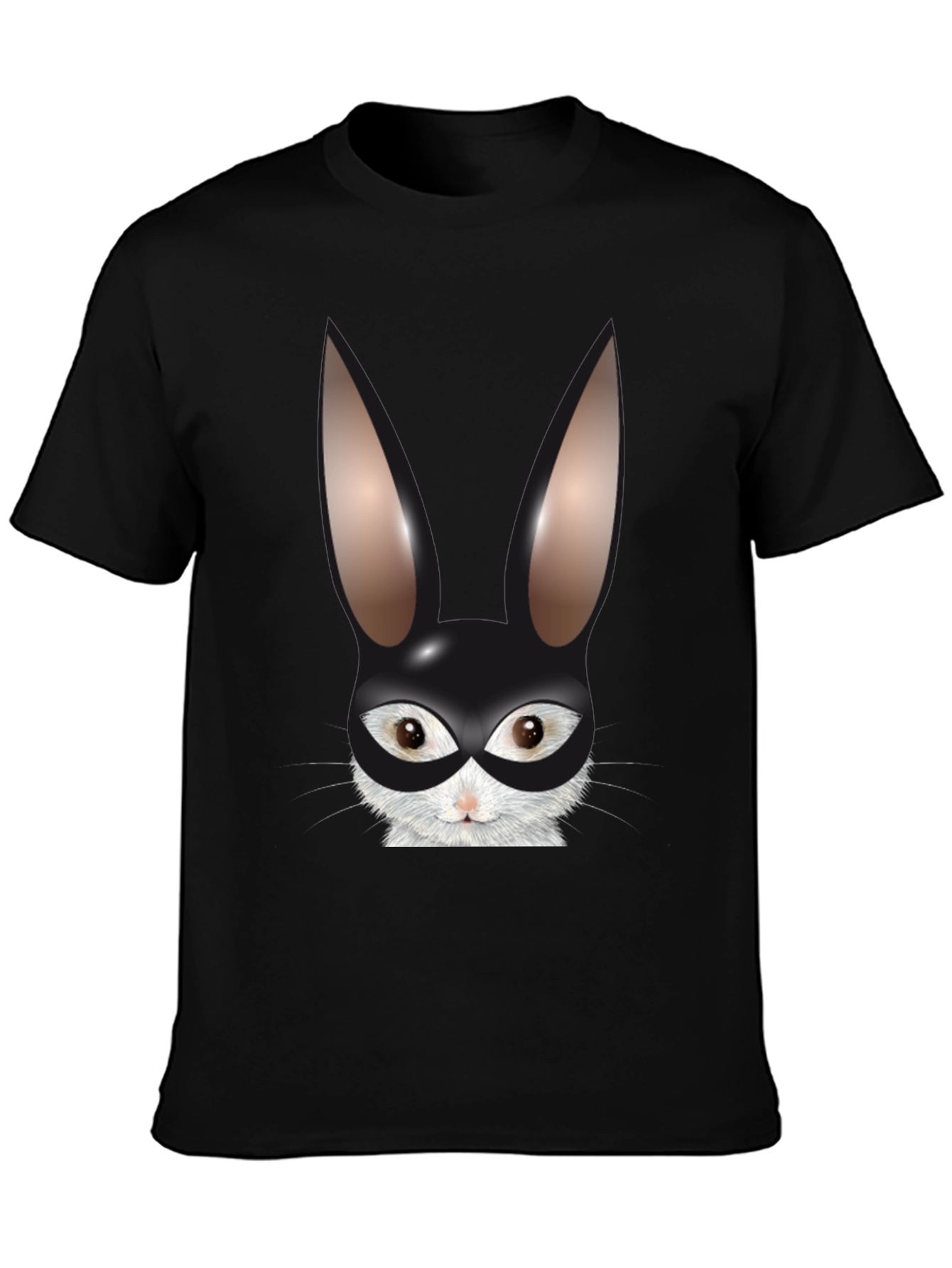 Bunny Mask Graphic Tee - Black Cotton Blend T-Shirt