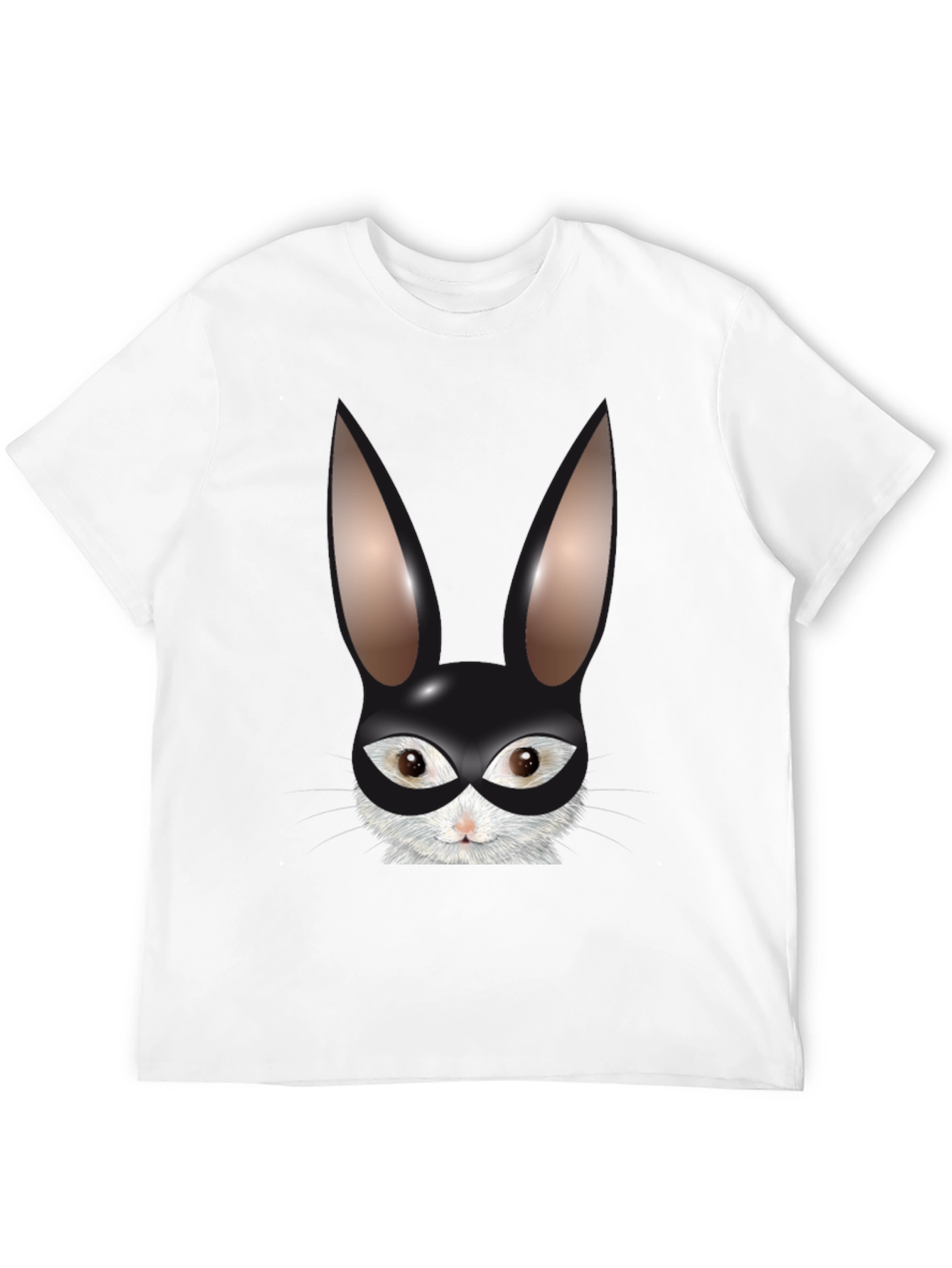 Bunny Mask Graphic Tee - Black Cotton Blend T-Shirt