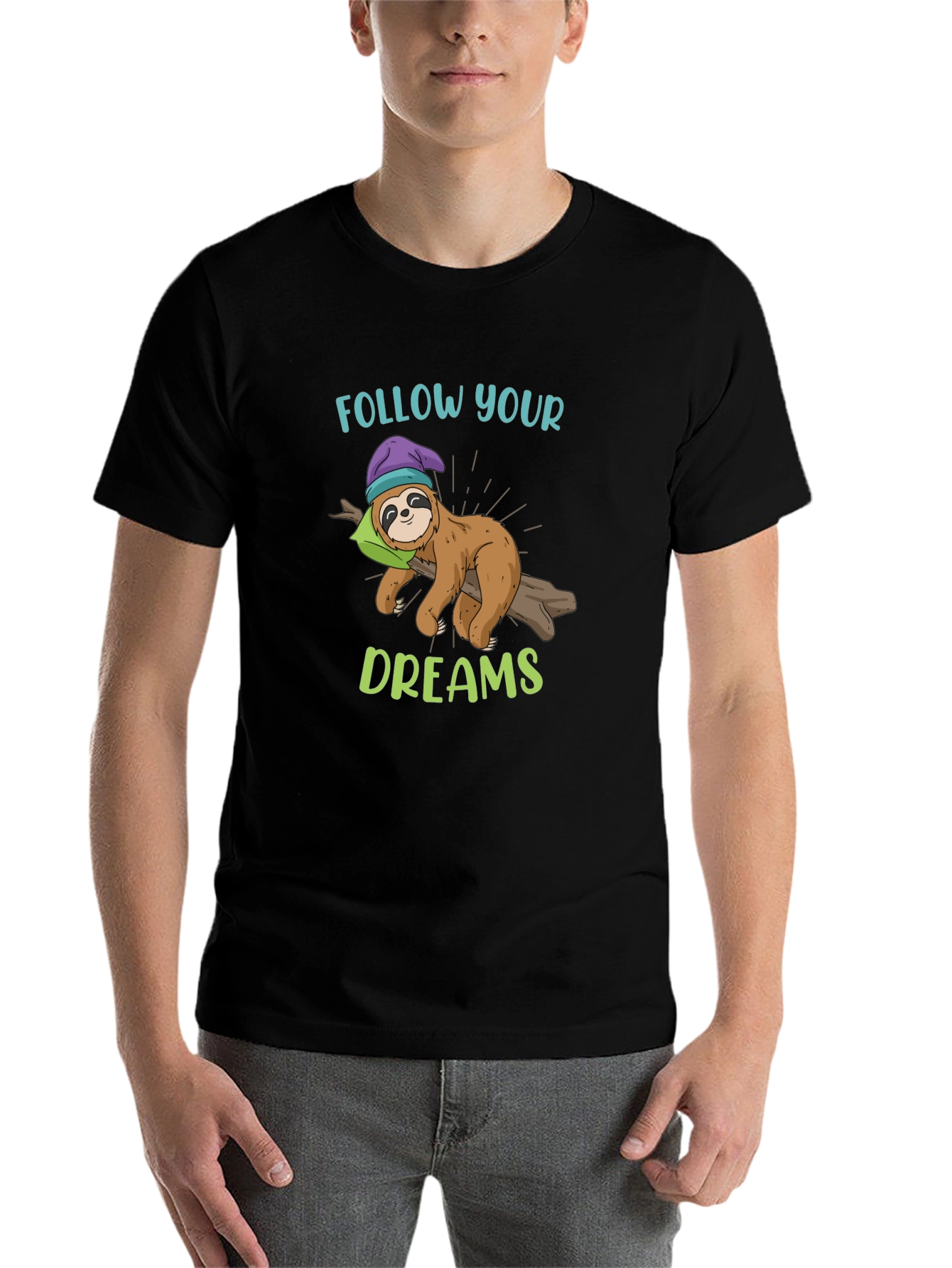 Follow Your Dreams Sloth Graphic T-Shirt