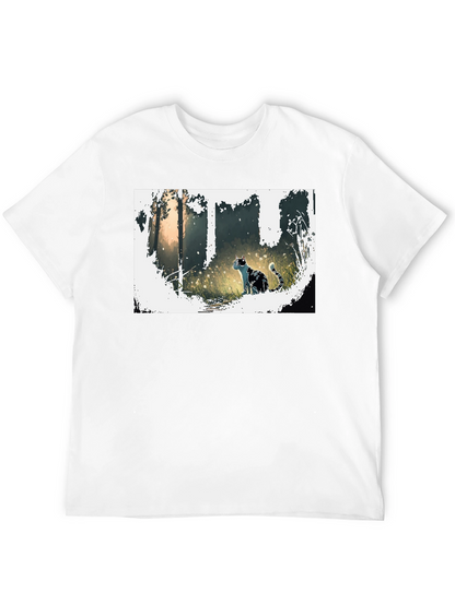 Nature Cat Graphic Tee - Stylish Black T-Shirt