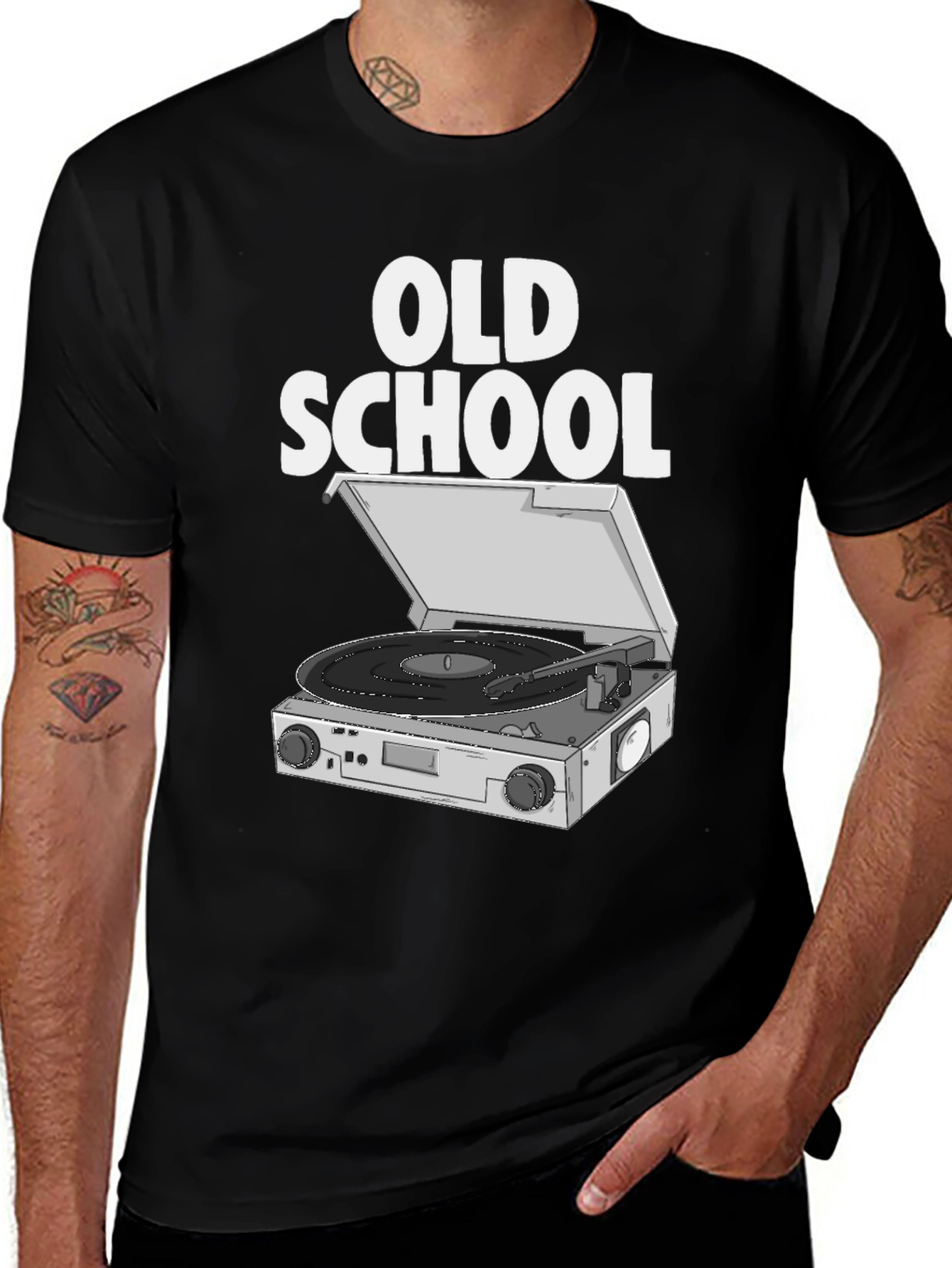Old School DJ Turntable Graphic T-Shirt