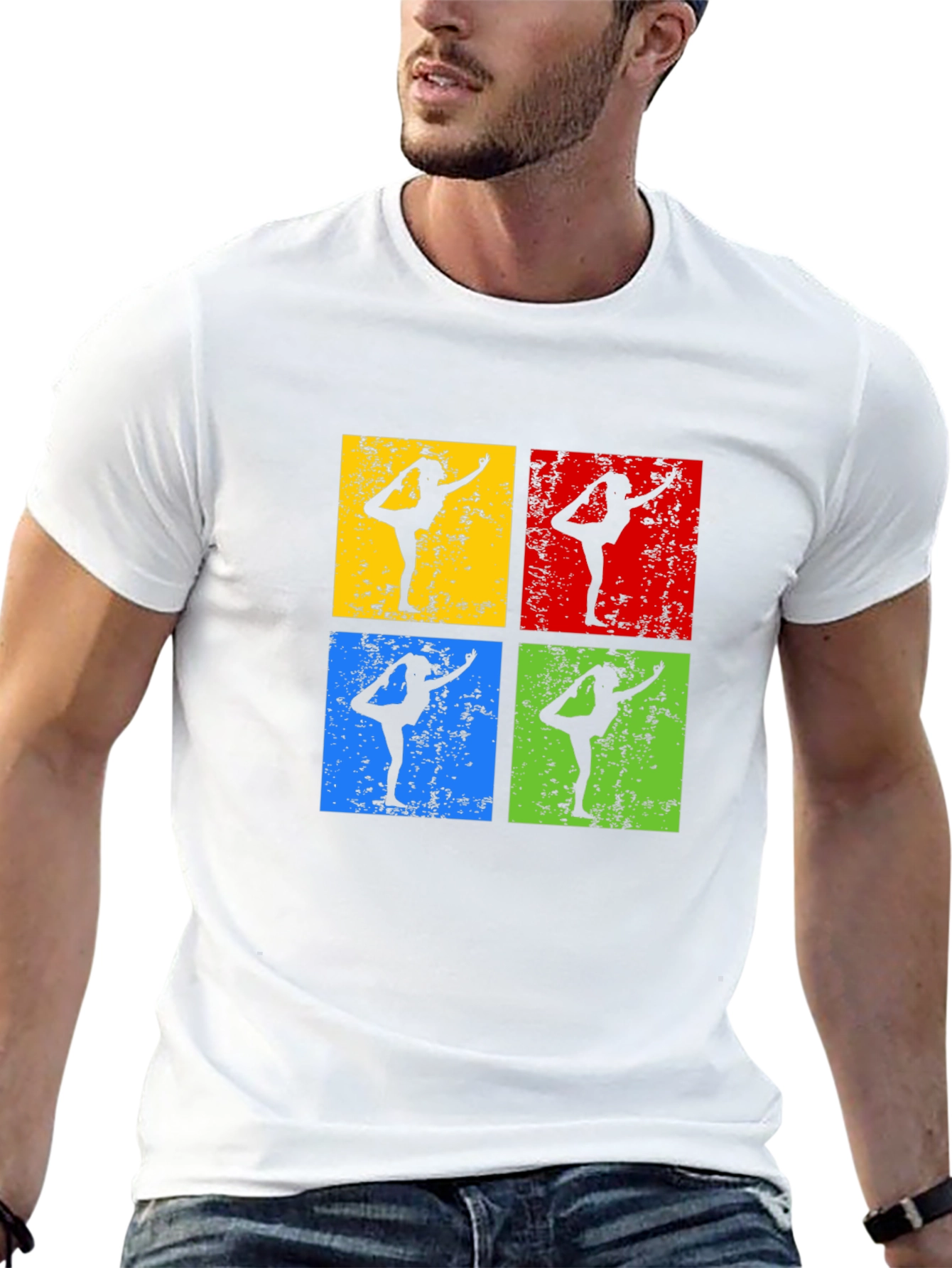 Yoga Pose Retro Style Graphic T-Shirt