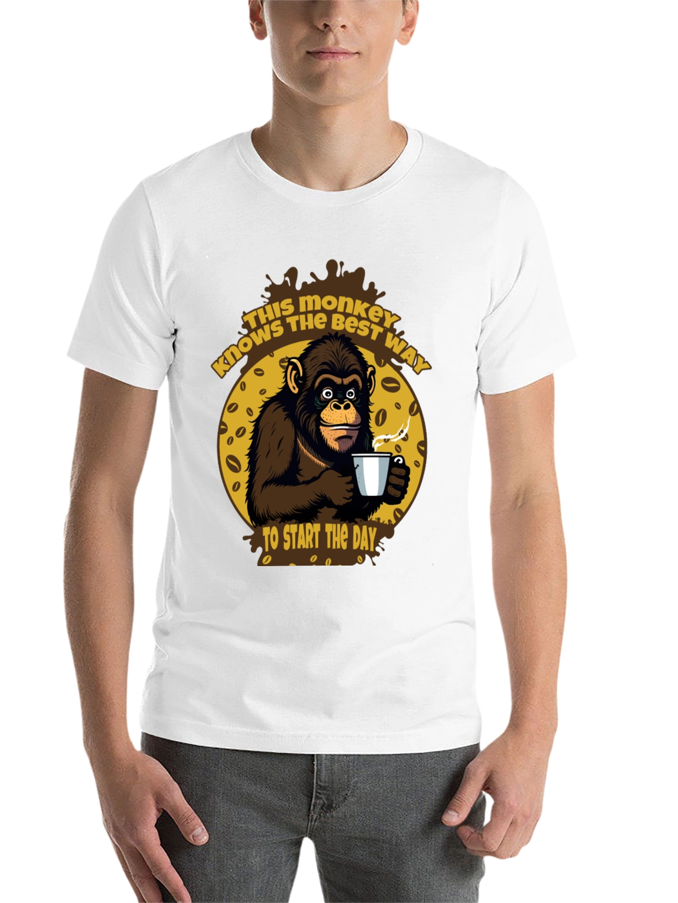 Monkey Coffee T-Shirt - Start Your Day Right!