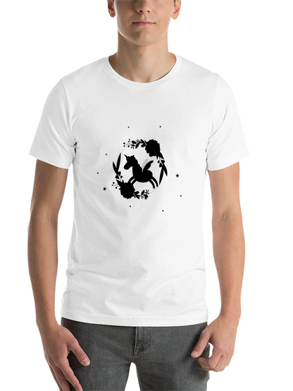 Unicorn Floral Graphic Black T-Shirt