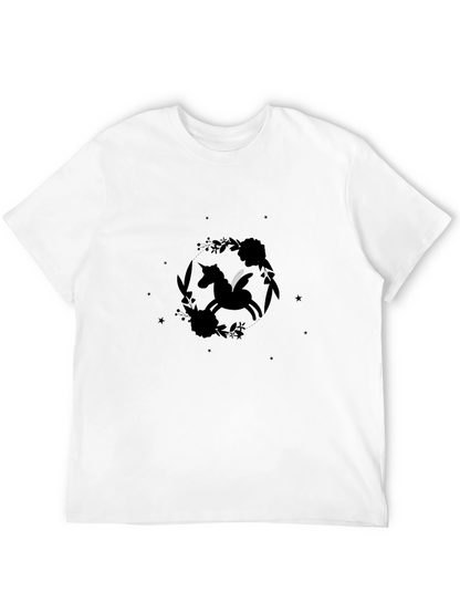 Unicorn Floral Graphic Black T-Shirt