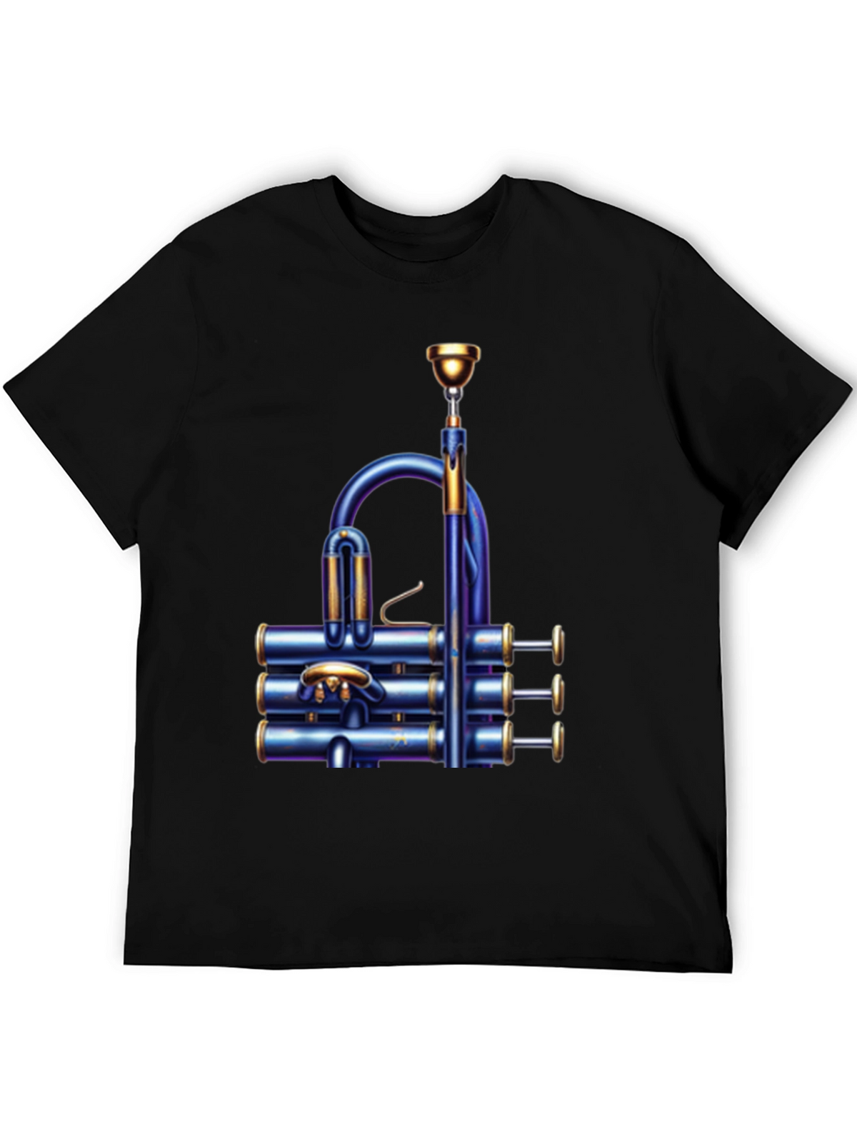 Unique Blue Trumpet Graphic T-Shirt