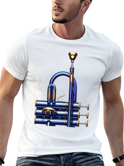 Unique Blue Trumpet Graphic T-Shirt