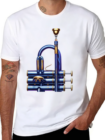 Unique Blue Trumpet Graphic T-Shirt