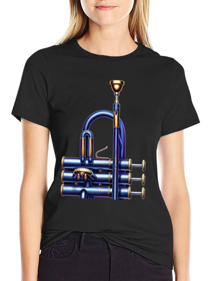 Unique Blue Trumpet Graphic T-Shirt