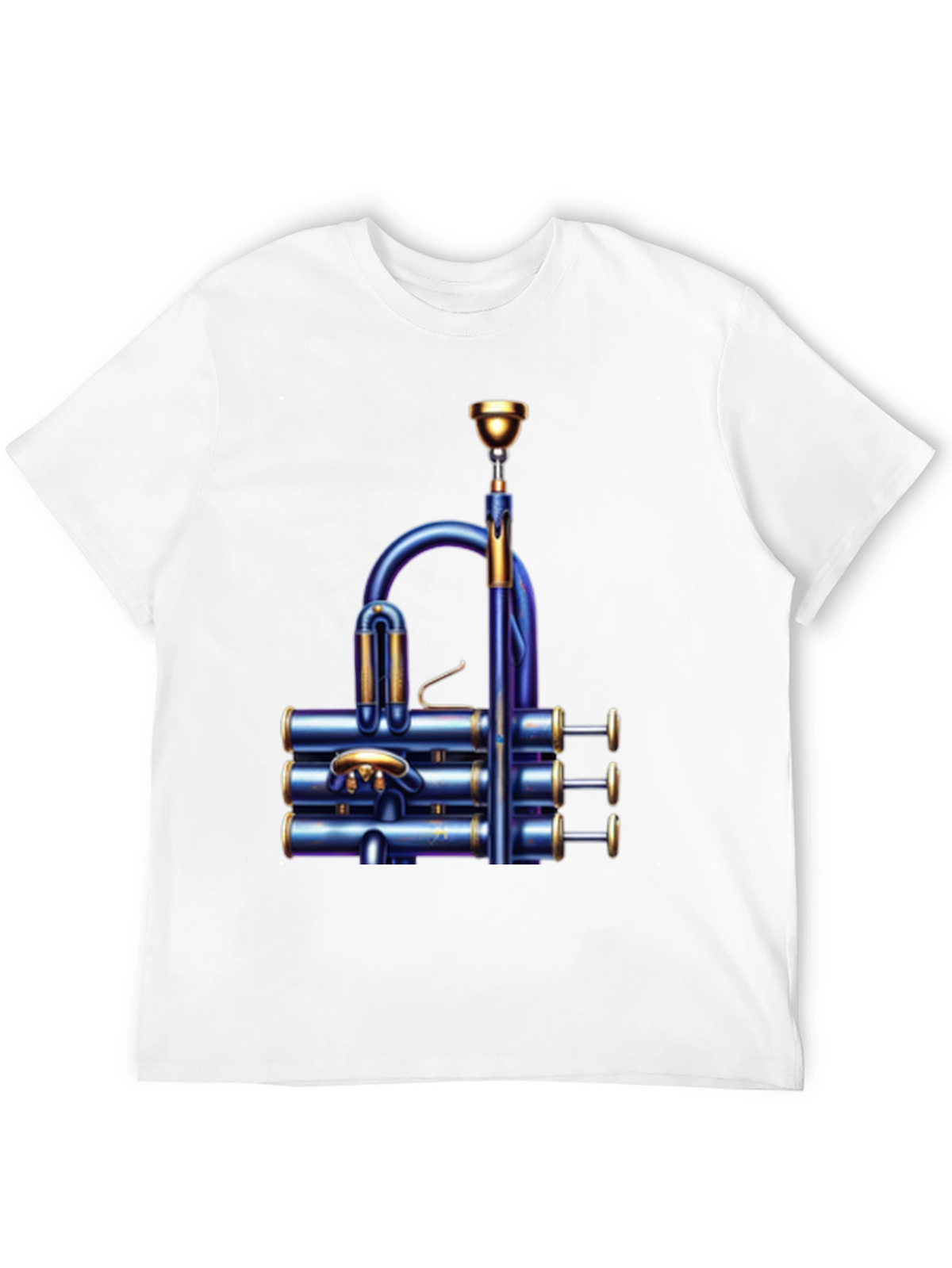 Unique Blue Trumpet Graphic T-Shirt