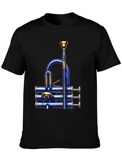 Unique Blue Trumpet Graphic T-Shirt