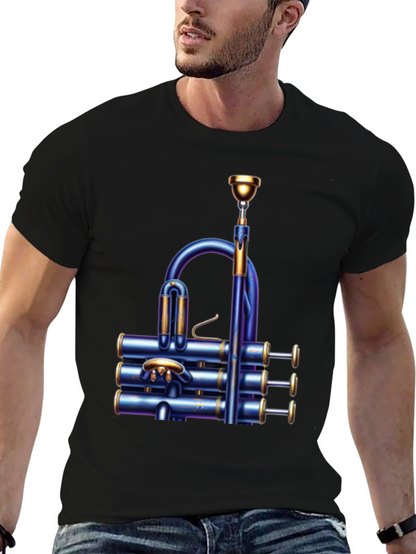 Unique Blue Trumpet Graphic T-Shirt
